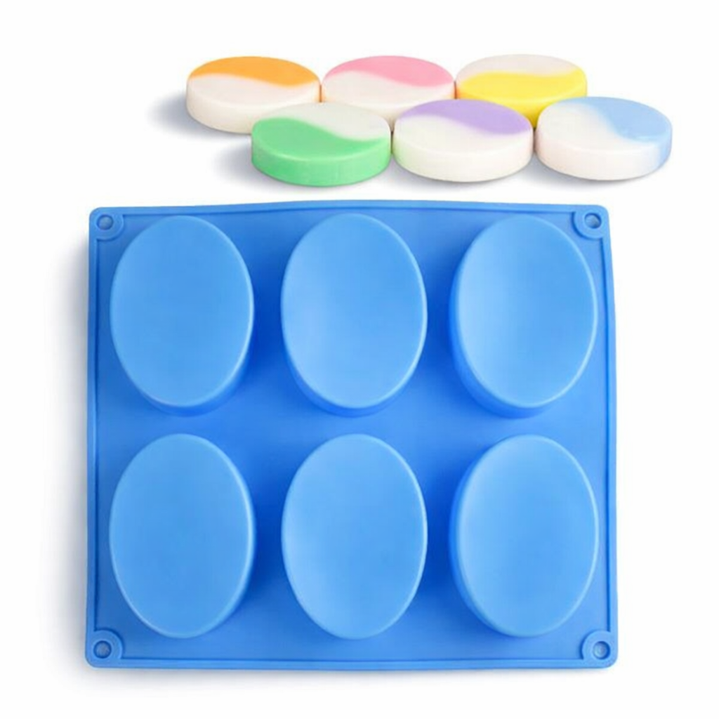 6-Cavity Oval Silicone Mold 90gm | 1pc Oval Mold For Making Handmade Soap  Price 350 BDTPiece
