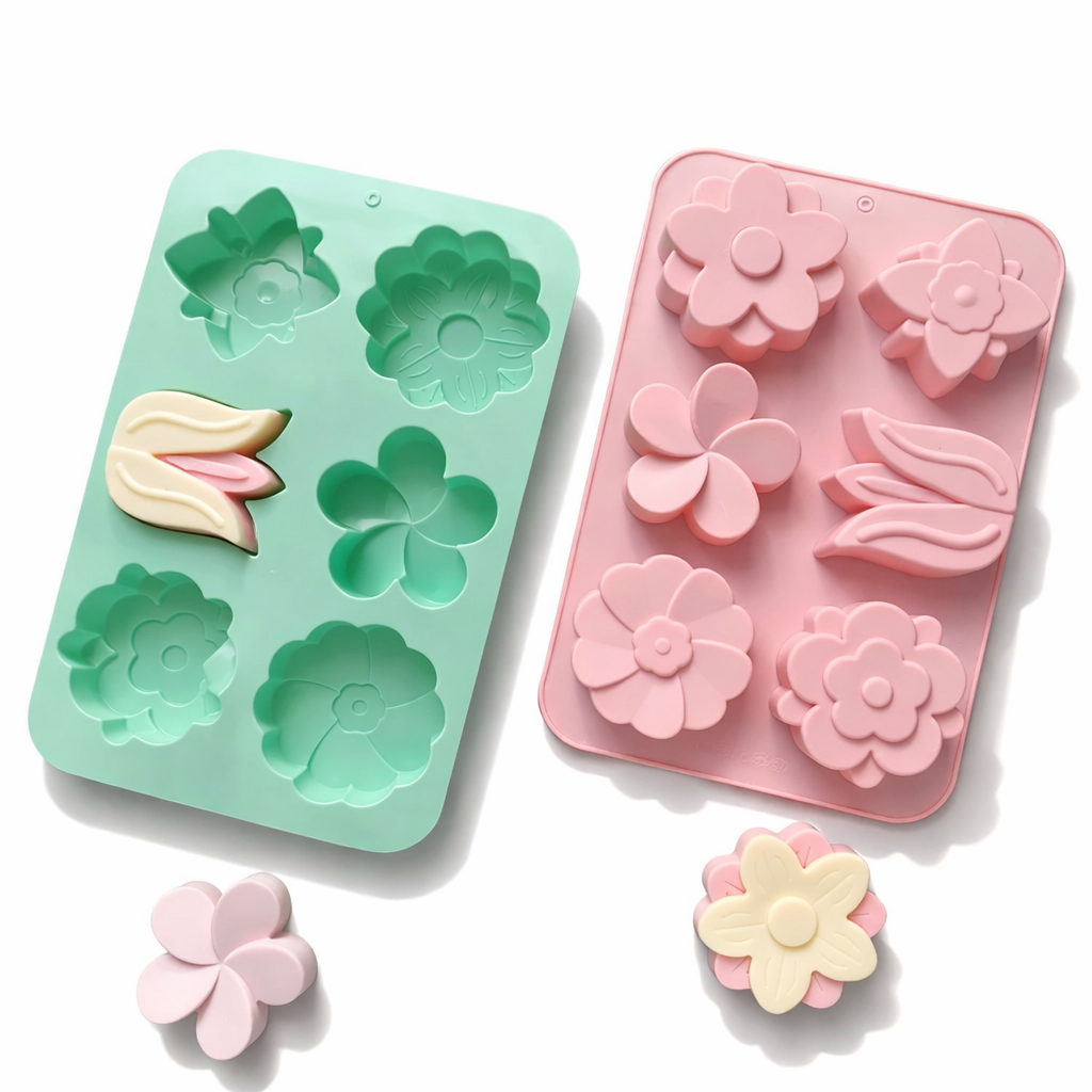 Premium Floral Silicone Mold – 6-Cavity Flower & Tulip Shape Baking & Soap Making Tray
