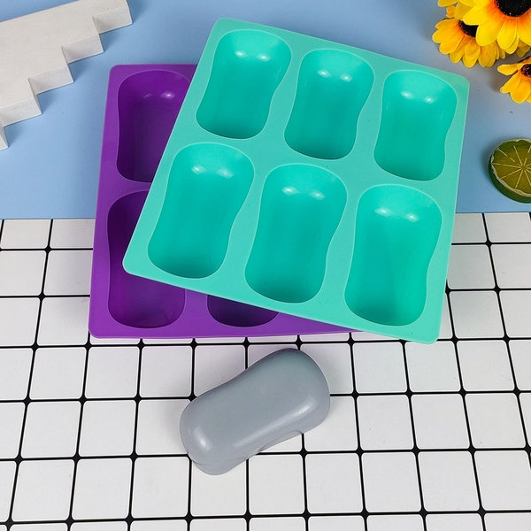 Six-Hole Asymmetrical Oval Soap Silicone Mold Essential Oil Soap Handmade Soap Thickeneded Non-Deformable Silicone Mold